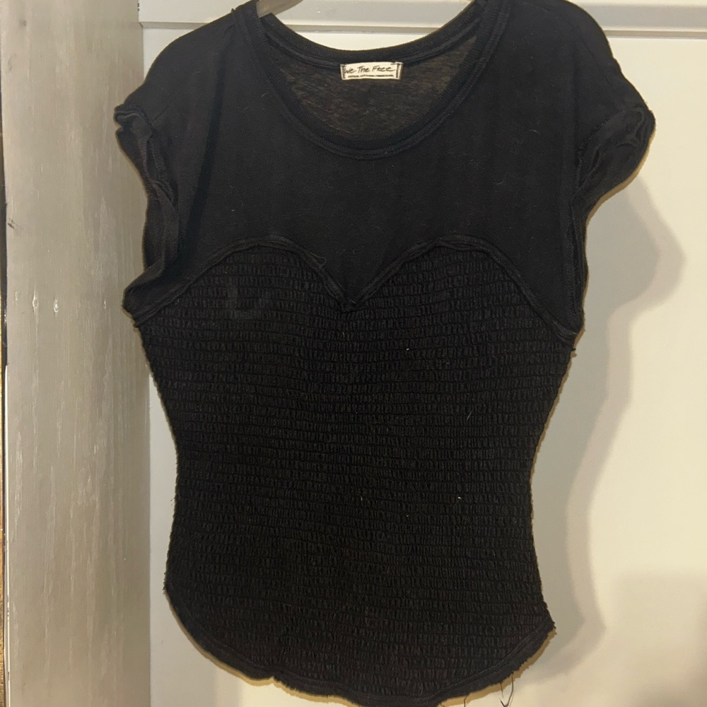 We The Free Black Textured Women's Blouse